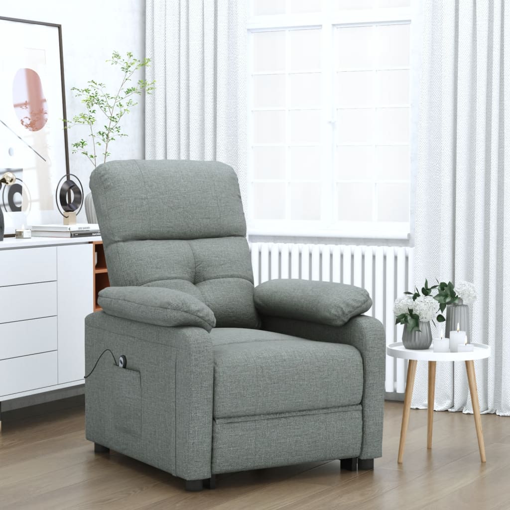 Gossi fotoliu rabatabil electric, gri inchis, material textil