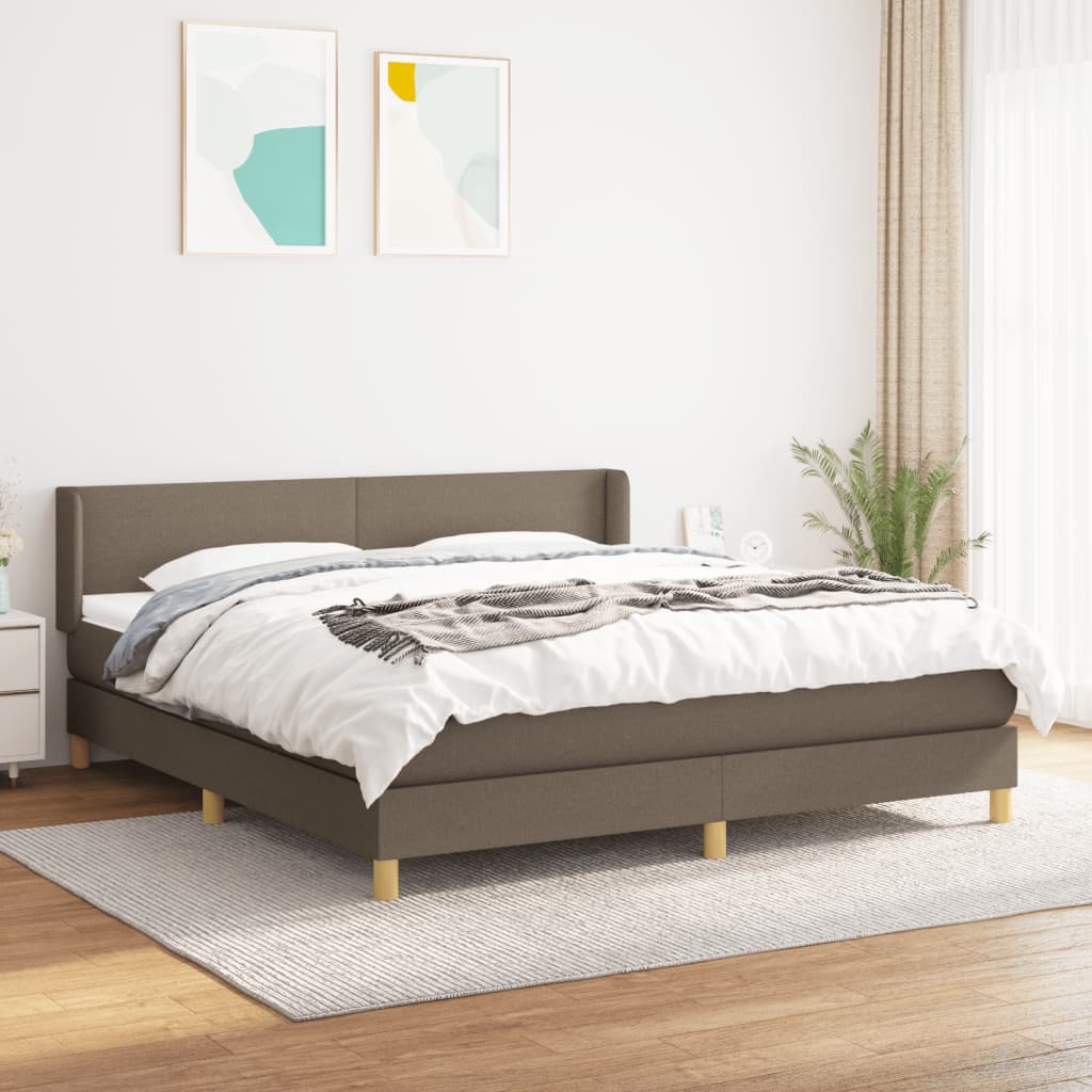 Gossi pat box spring cu saltea, gri taupe, 160x200 cm material textil