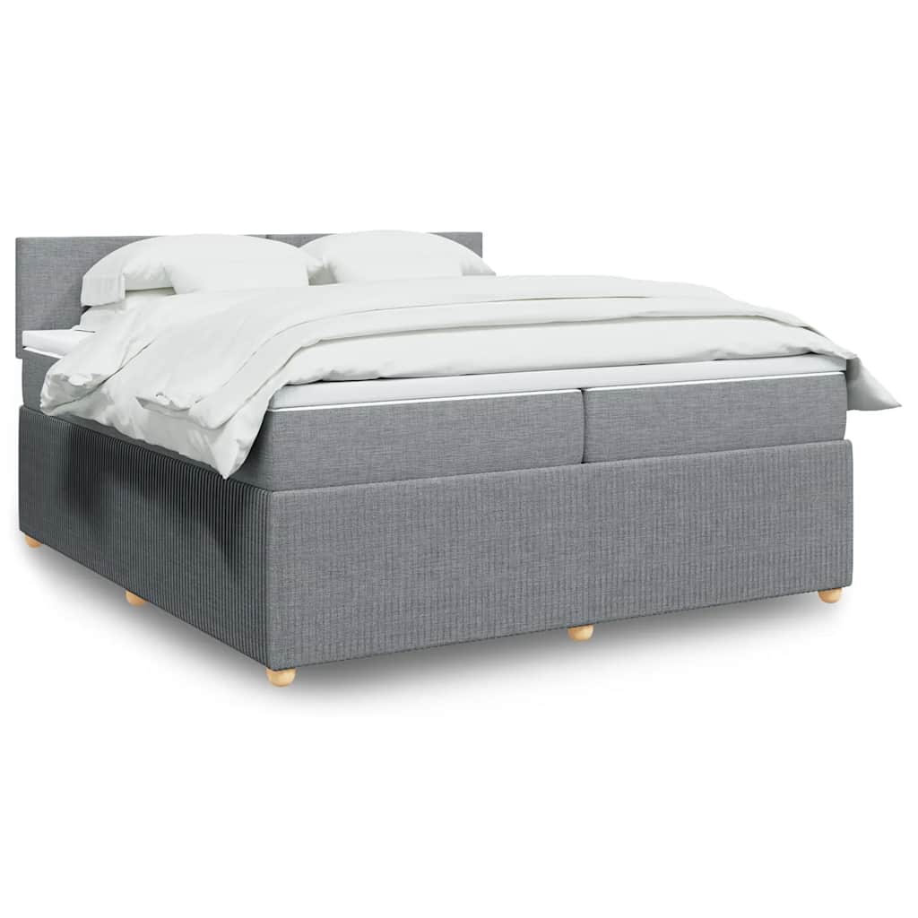 Gossi pat box spring cu saltea, gri deschis, 200x200 cm, textil