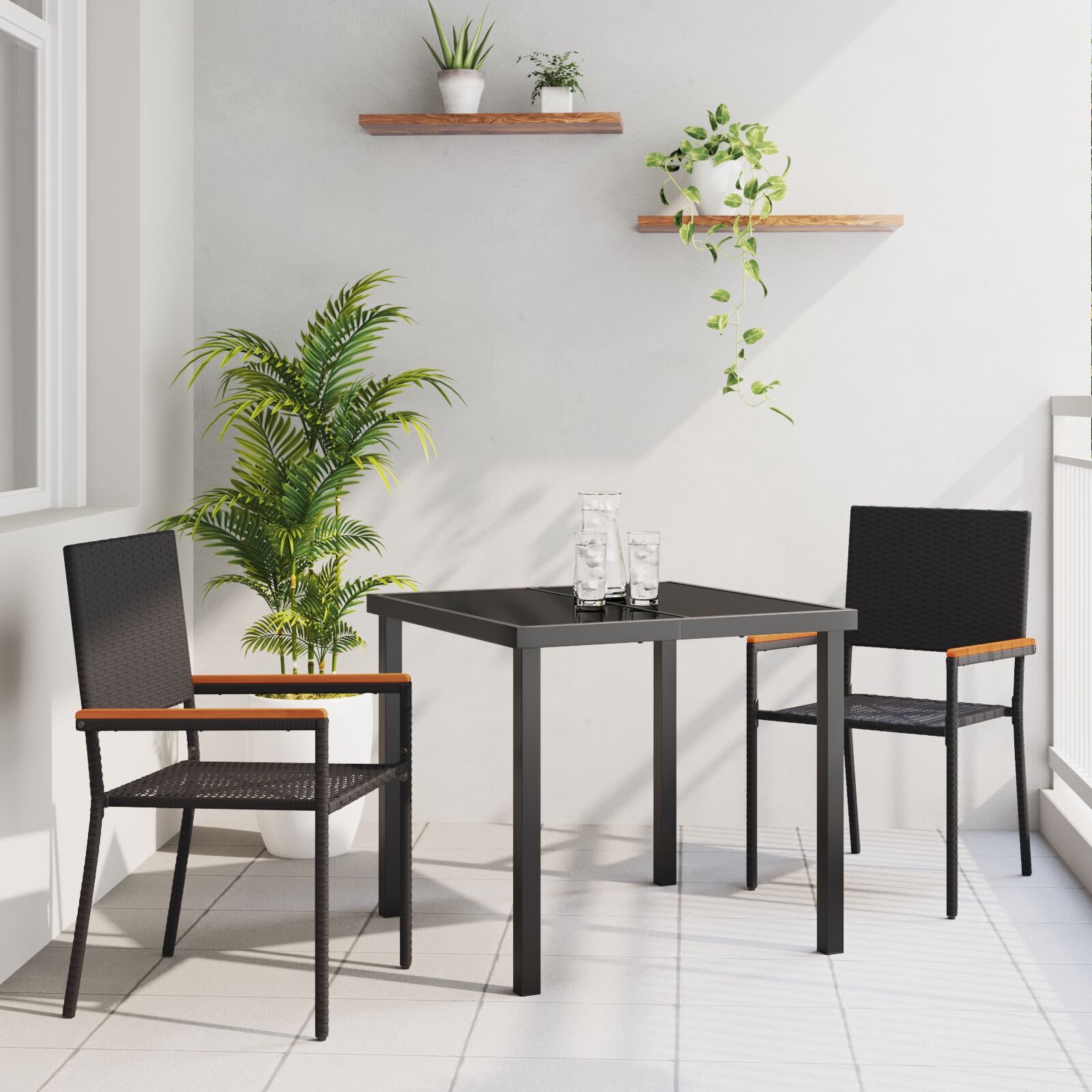 Gossi set mese gradina 7 piese gri poliratan
